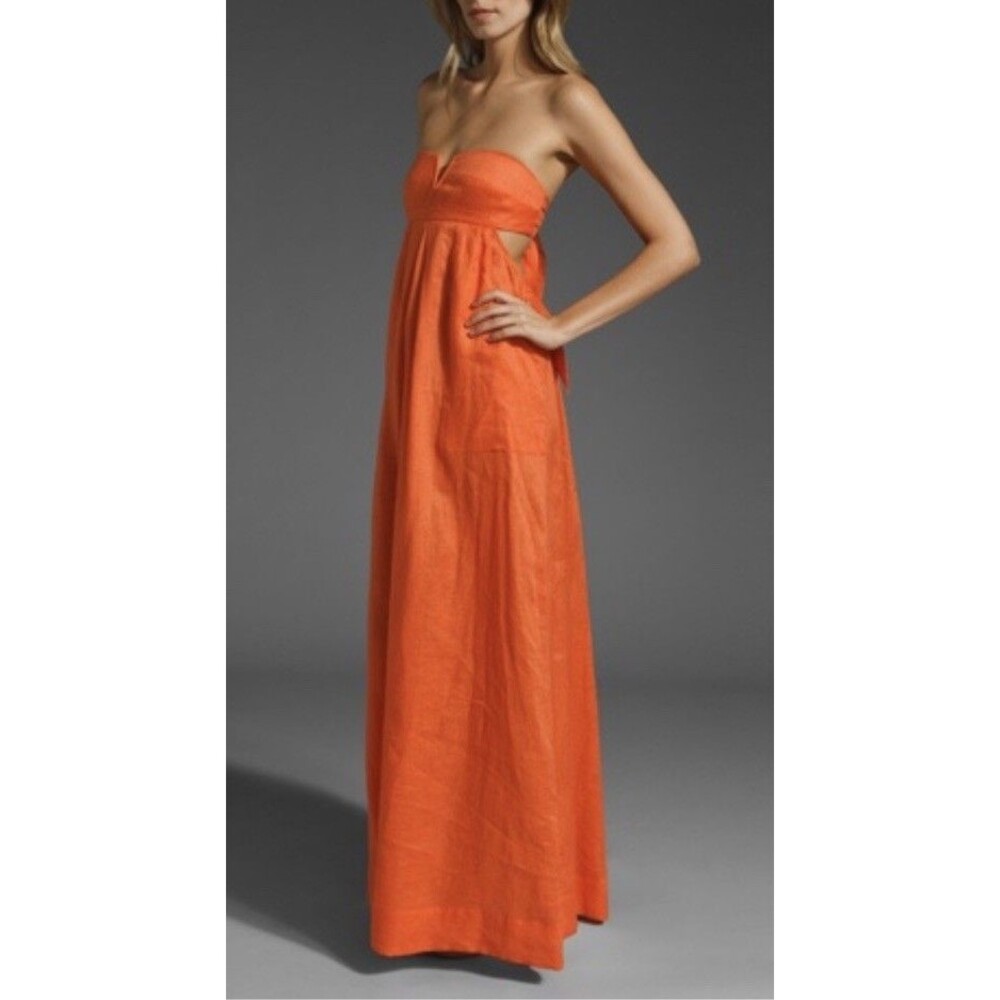 DIANE VON FURSTENBERG New Krystle Maxi Dress 100% linen in Titanium Sz‎ S